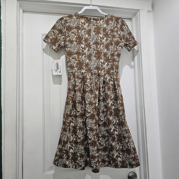 LuLaRoe Brown and White Floral Midi Dress - Picture 2 of 4
